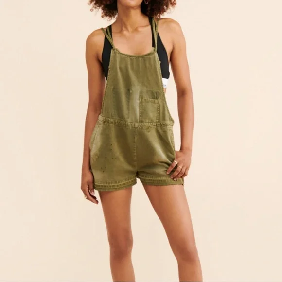 Free People In My Mind Washed Shortalls - Picture 4 of 8